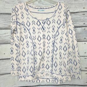 Maurices Ikat Print Sweatshirt Cream Blue Women’s M